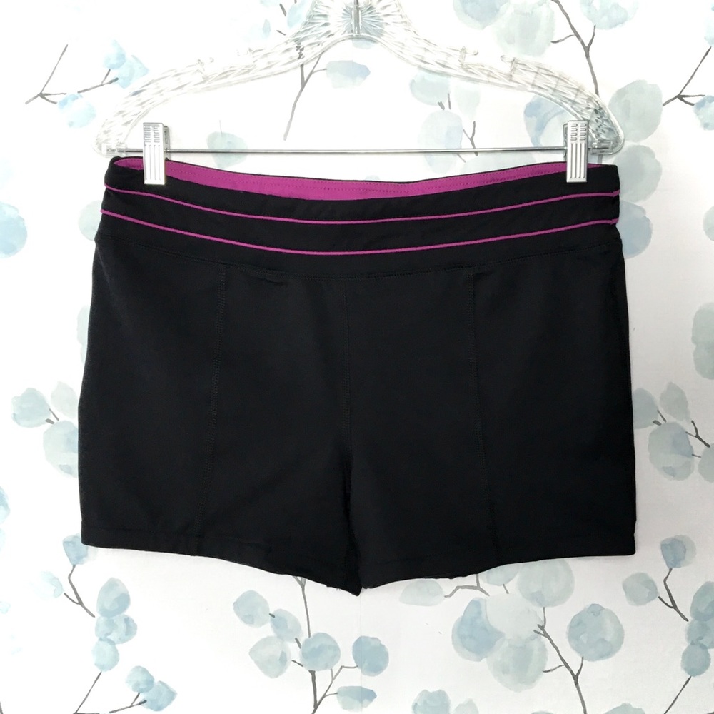 Tek Gear Womens Black Magenta Pink Yoga Bike Gym Running Athletic Swim Shorts